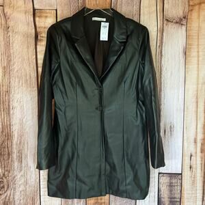 Abercrombie & Fitch Faux Leather Jacket Black Large Workwear Minimalist NWT